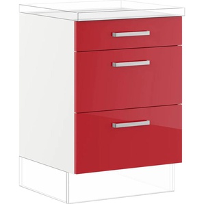 Auszugsunterschrank IMPULS KÜCHEN Schränke Gr. B/H/T: 60 cm x 72,3 cm x 57,9 cm, Rot Hochglanz, rot (rot hochglanz) Küchenunterschrank Unterschränke