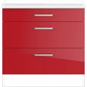 Auszugsunterschrank IMPULS KÜCHEN Schränke Gr. B/H/T: 90 cm x 72,3 cm x 57,9 cm, Rot Hochglanz, rot (rot hochglanz) Küchenunterschrank Unterschränke