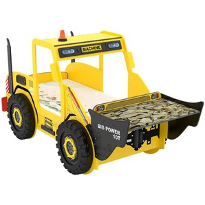 Autobett Bagger | gelb | 116 cm | 150 cm |