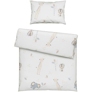 Avelia Babybettwäsche Safari, Grau, Beige, Textil, Tier, 100x135 cm, Textiles Vertrauen - Oeko-Tex®, atmungsaktiv, saugfähig, Schlafen,