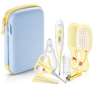 Avent Babypflegeset Mein 1. Babypflege-Set , Blau, Gelb, Weiß, Transparent , Kunststoff , 9-teilig , 11.7x17.5 cm , Baden & Wickeln, Babypflege