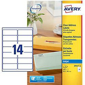 AVERY Zweckform Abziehhilfe QuickPEEL Adressetiketten J8563-25 Selbsthaftend DIN A4 Transparent 99,1 x 38,1 mm 25 Blatt à 14 Etiketten 2202120