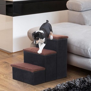 Haustiertreppe Katzentreppe Hundetreppe faltbar 3 Stufen Tiertreppe mit Stauraum für Katzen Hunde