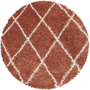 Ayyildiz Teppiche Hochflor-Teppich ALVOR 3401, rund, Höhe: 50 mm, Shaggy, Langflor, pflegeleicht, Wohnzimmer