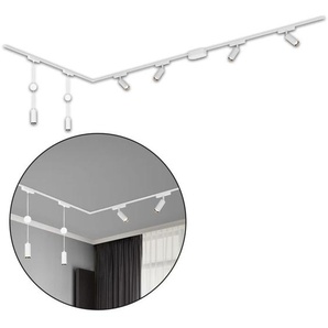 B.k.licht - Briloner Luxtrail Schienensystem, Komplettset, 4x led Spots, 2x led Pendel, Schwenkbar, Höhenverstellbar, Weiß, 3m
