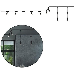 B.k.licht - Briloner Luxtrail Schienensystem, Komplettset, 6x led Spots, 2x led Pendel, Schwenkbar, Höhenverstellbar, Schwarz, 4 m