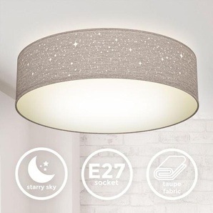 B.k.licht - Deckenleuchte Sterndekor Stoff-Lampe Textil Kinderzimmer Schlafzimmer taupe E27