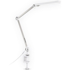 B.K.Licht Klemmleuchte BK_KL1349 LED Tischlampe, Schwenkbar, Farbtemperatur einstellbar CCT, LED fest integriert, warmweiß - kaltweiß, Stufenlos Dimmbar, 9W, Schreibtischlampe, Klemmbreite bis 5cm, Weiß