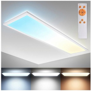 B.K.Licht LED Deckenleuchte BK_PL1496 LED Deckenlampe, Dimmbar, LED Panel mit Fernbedienung, CCT - über Fernbedienung, LED fest integriert, warmweiß - kaltweiß, Farbtemperatursteuerung CCT, Indirektes Licht, 36W, 119,5x29,5x6,5 cm