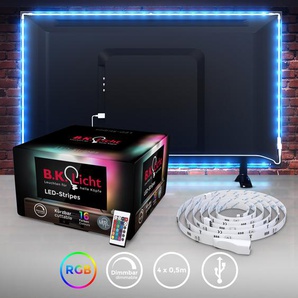 LED-Streifen B.K.LICHT Lichterketten weiß LED Streifen Lichterketten TV Hintergrundbeleuchtung Backlight 2m USB RGB selbstklebend