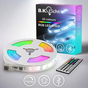 B.K.Licht LED Stripe »USB LED Strip, 5 m, mit Farbwechsel«, 150 St.-flammig, Lichtleiste, mit Fernbedienung, selbstklebend