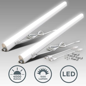 B.K.Licht Unterschrankleuchte, 2er Set, Kunststoff, weiß, inkl. je 1 x LED-Platine, 15 Watt, 1.500 Lumen, 4.000 Kelvin, nicht dimmbar, inkl. Ein-/Aus-Schalter, inkl. Zuleitung 1,8m