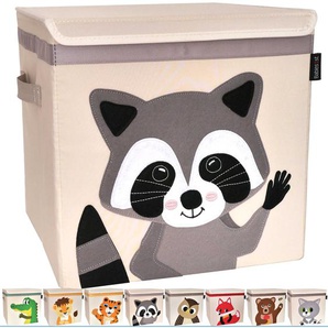 Babies1st Spielzeug Aufbewahrungsbox Kinder, mit Deckel 33x33x33 cm, Boxen für Kallax Regal, Spielzeug Aufbewahrung Kinderzimmer, robust, geruchslos und auf Schadstoffe getestet, WASCHBÄR