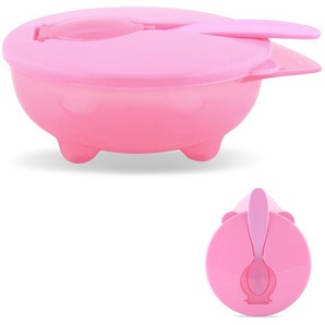 Baby Care Kinderschüssel Kunststoff, Löffel, Deckel, Essschale rutschfest, Griff