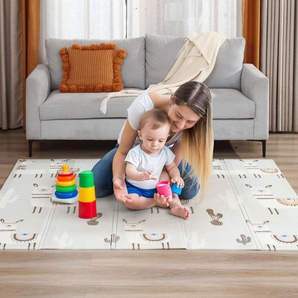 Baby Vivo Spielmatte / Spielteppich für Kinder doppelseitig mit Straße 200 x 180 cm - Alpaka