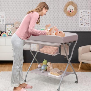 Baby-Wickeltisch Klappbare Baby-Wickelstation mit Aufbewahrungskorb 93 x 68 x 103 cm Grau
