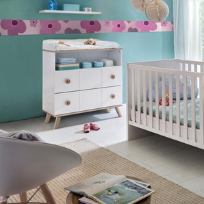 Babymöbel-Set WIMEX Cannes Schlafzimmermöbel-Sets Gr. B/H: 70 cm x 140 cm, weiß (alpinweiß, eiche nb) Baby Baby-Bettsets Bett + Wickelkommode