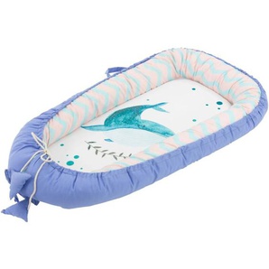 Babynest, Wal Dunkelblau, 90x50cm, Baumwolle, zweiseitig, antiallergisch, tragbar, Multifunktionale Babynestchen, Kokon für Babys & Säuglinge, Baby