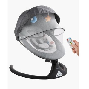 Babyschaukel, 5-Gang-Babywippe mit 3 Sitzpositionen, tragbare Babyschaukel mit PVC-Touchpanel, Fernbedienung, Bluetooth, 10 Liedern & Moskitonetz für Neugeborene von 0–9 Monaten/0–9kg YEQQQZCPVCCP4ON4YV2