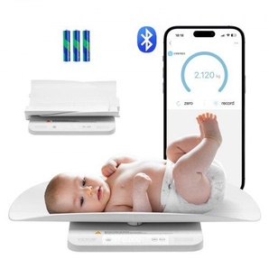 Babywaage, intelligente Bluetooth-Babywaage, 2-in-1-Digitalwaage zum Wiegen mit abnehmbarer Ablage, Hold- & Tara-Funktion, 5 Einheiten für Kleinkinder, Haustiere, (3 x Batterien enthalten) ZNLYEHYYECZNHX13LV9