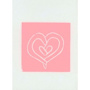 Babywanddeko Hearts , Natur, Rosa , Holz, Kunststoff , 40x60x3 cm , Babymöbel, Babyzimmer Deko, Babywanddeko