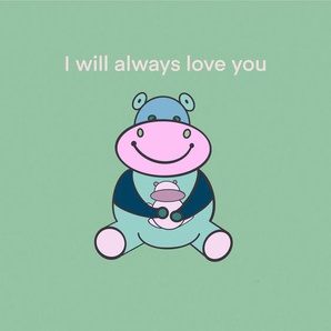 Babywanddeko I will always love you , Grün, Natur , Holz, Kunststoff , 50x50x3 cm , Babymöbel, Babyzimmer Deko, Babywanddeko