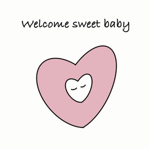 Babywanddeko Welcome sweet Baby , Pink , Holz, Kunststoff , 50x50x3 cm , Babymöbel, Babyzimmer Deko, Babywanddeko