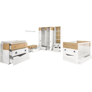 Babyzimmer-Komplettset GALLERY M BRANDED BY MUSTERRING Till Schlafzimmermöbel-Sets weiß (weiß, asteiche) Baby Komplett-Babybetten breiter Kleiderschrank, inkl. 1 Unterstellregal für die Wickelkommode