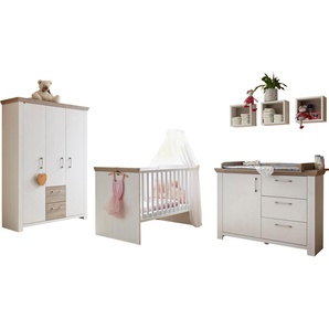 Babyzimmer-Komplettset MÄUSBACHER Stralsund Schlafzimmermöbel-Sets Gr. B/H: 70 cm x 140 cm, weiß (pinie nb weiß) Baby Komplett-Babybetten Schlafzimmermöbel-Sets