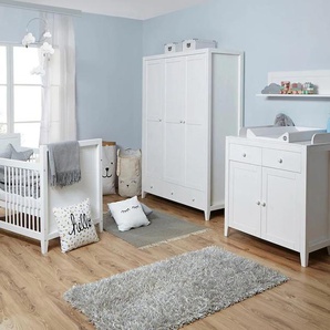 Babyzimmer-Komplettset TICAA Rosa Schlafzimmermöbel-Sets Gr. B/H: 70 cm x 140 cm, weiß (kiefer massiv gewachst) Baby Komplett-Babybetten