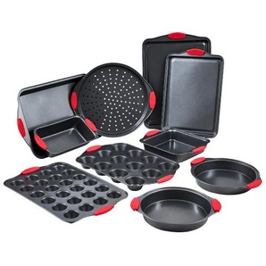 Backformen-Set 10 tlg. antihaftbeschichtete Kochgeschirrplatten und -bleche Karbonstahl, Backgeschirr-Kochsets für den Küchenofen mit Silikongriffen, für Keksen Kuchen Muffins Brot schwarz TGKPTZ10JHS0KEORVV0