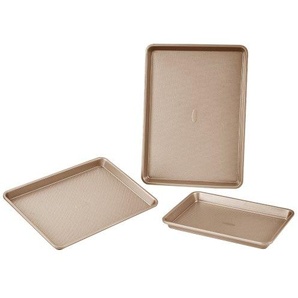 Backformen-Set 8-tlg. antihaftbeschichtete Kochgeschirrplatten und -bleche aus Karbonstahl, Backgeschirr-Kochsets für den Küchenofen mit Silikongriffen, für Keksen Kuchen Muffins Brot Golden TGKPTZ3JJS00J7BCRV0