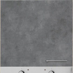 Backofenumbauschrank WIHO KÜCHEN Zell Schränke Gr. B/H/T: 60 cm x 200 cm x 57 cm, grau (front: betonfarben, korpus und arbeitsplatte: satin blackwood) Herdumbauschränke
