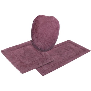 Badematte ANDAS Luana Badematten Gr. 3-tlg. Hänge-WC Set, 3 St., Baumwolle, lila (mauve) Badematten Hoch-Tief-Effekt, weich, trocknergeeignet, pflegeleicht, Uni-Farben