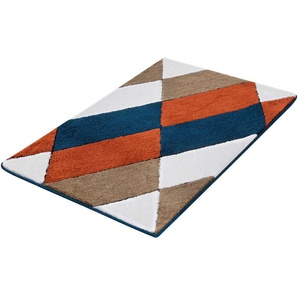 Badematte Ayana Kleine Wolke, Höhe 15 mm, rutschhemmend beschichtet, fußbodenheizungsgeeignet, Polyacryl, rechteckig, Badteppich, modernes Rauten Design, leichter Hoch-Tief Effekt