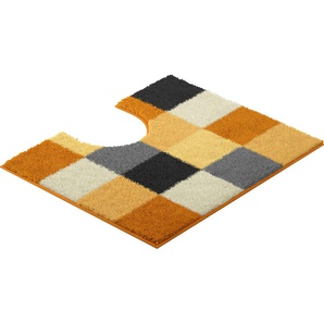 Grund Badematte BONA, Höhe 20 mm, fußbodenheizungsgeeignet, Polyester, rechteckig, rutschhemmender Rücken, kariert, flauschig, weich