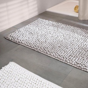 Badematte Brava Kleine Wolke, Höhe 15 mm, beidseitig nutzbar, fußbodenheizungsgeeignet, Baumwolle, rechteckig, Badteppich, Uni Farben, dicke Schlaufen, handgewebt