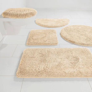 Badematte BRUNO BANANI Lana Badematten Gr. rund (Ø 100 cm), 1 St., Polyacryl, beige Einfarbige Badematten Badteppich, Badematten, unifarben, auch als 3 teiliges Set & rund
