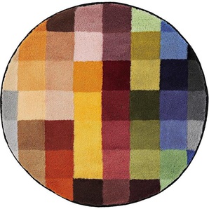 Kleine Wolke Badematte Cubetto, Höhe 25 mm, rutschhemmend beschichtet, fußbodenheizungsgeeignet, Kunstfaser, rund, Badteppich, modernes Karo Muster, rechteckig & rund erhältlich