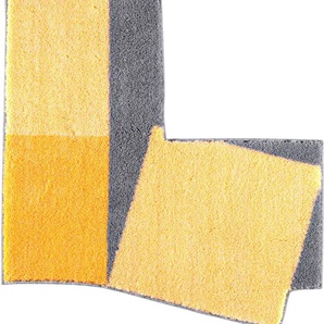 Badematte GRUND Badematten Gr. rechteckig (70 cm x 125 cm), 1 St., gelb (gelb, grau) Gemusterte Badematten