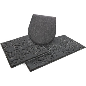 Badematte GRUND Sophia Badematten Gr. 3-tlg. Hänge-WC Set, 3 St., Polyester, grau (anthrazit) Badematten Hoch-Tief-Struktur, Made in Europe