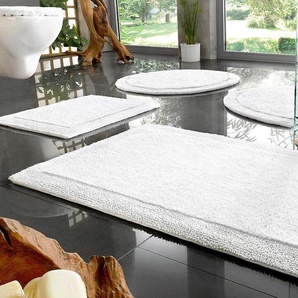 Badematte HOME AFFAIRE Kapra Badematten Gr. halbrund (50 cm x 80 cm), 1 St., Baumwolle, weiß Einfarbige Badematten mit Bordüre, Badteppich, Badematte
