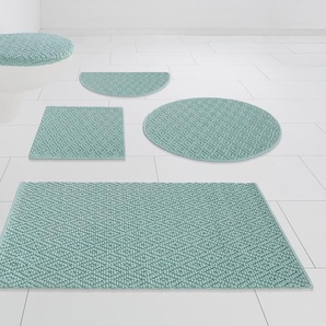 Badematte HOME AFFAIRE Numan Badematten Gr. rechteckig (90 cm x 160 cm), 1 St., Baumwolle, blau (aqua) Badematten Rauten-Muster, Badteppich, auch als 3 teiliges Set erhältlich