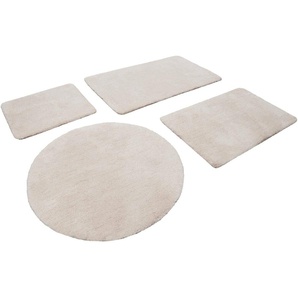 Badematte HOMIE LIVING Porto Azzurro Badematten Gr. rund (Ø 90 cm), 1 St., Polyester, beige (creme weiß) Badematte Einfarbige Badematten Badteppich, uni, rechteckig & rund, waschbar, Badezimmerteppich