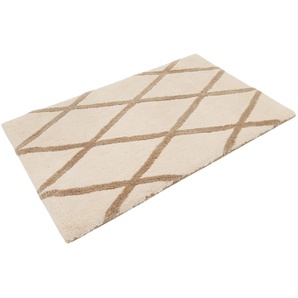 Badematte HOMIE LIVING San Bosa Badematten Gr. rechteckig (70 cm x 120 cm), 1 St., Polyester, beige (beige, taupe) Gemusterte Badematten Badteppich, modernes Rauten Design, waschbar, Badezimmerteppich
