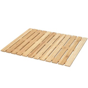 Badematte HWC-E73, Duschmatte Badvorleger Badteppich, Bambus rutschfest, 60x50cm