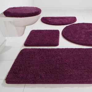 Badematte KINZLER Chaozhou Badematten Gr. 2-tlg. Hänge-WC Set, 2 St., Polyester, lila (aubergine) Einfarbige Badematten Badteppich, Uni Farben, als rechteckig, rund & Set erhältlich