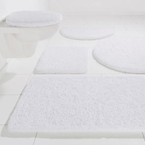Badematte KINZLER Chaozhou Badematten Gr. 2-tlg. Hänge-WC Set, 2 St., Polyester, weiß Einfarbige Badematten Badteppich, Uni Farben, als rechteckig, rund & Set erhältlich