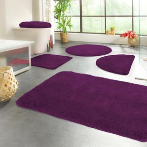 Badematte KINZLER Chaozhou Badematten Gr. 2-tlg. Stand-WC Set, 2 St., Polyester, lila (aubergine) Einfarbige Badematten Badteppich, Uni Farben, als rechteckig, rund & Set erhältlich