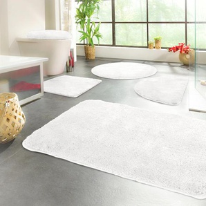 Badematte KINZLER Chaozhou Badematten Gr. 2-tlg. Stand-WC Set, 2 St., Polyester, weiß Einfarbige Badematten Badteppich, Uni Farben, als rechteckig, rund & Set erhältlich